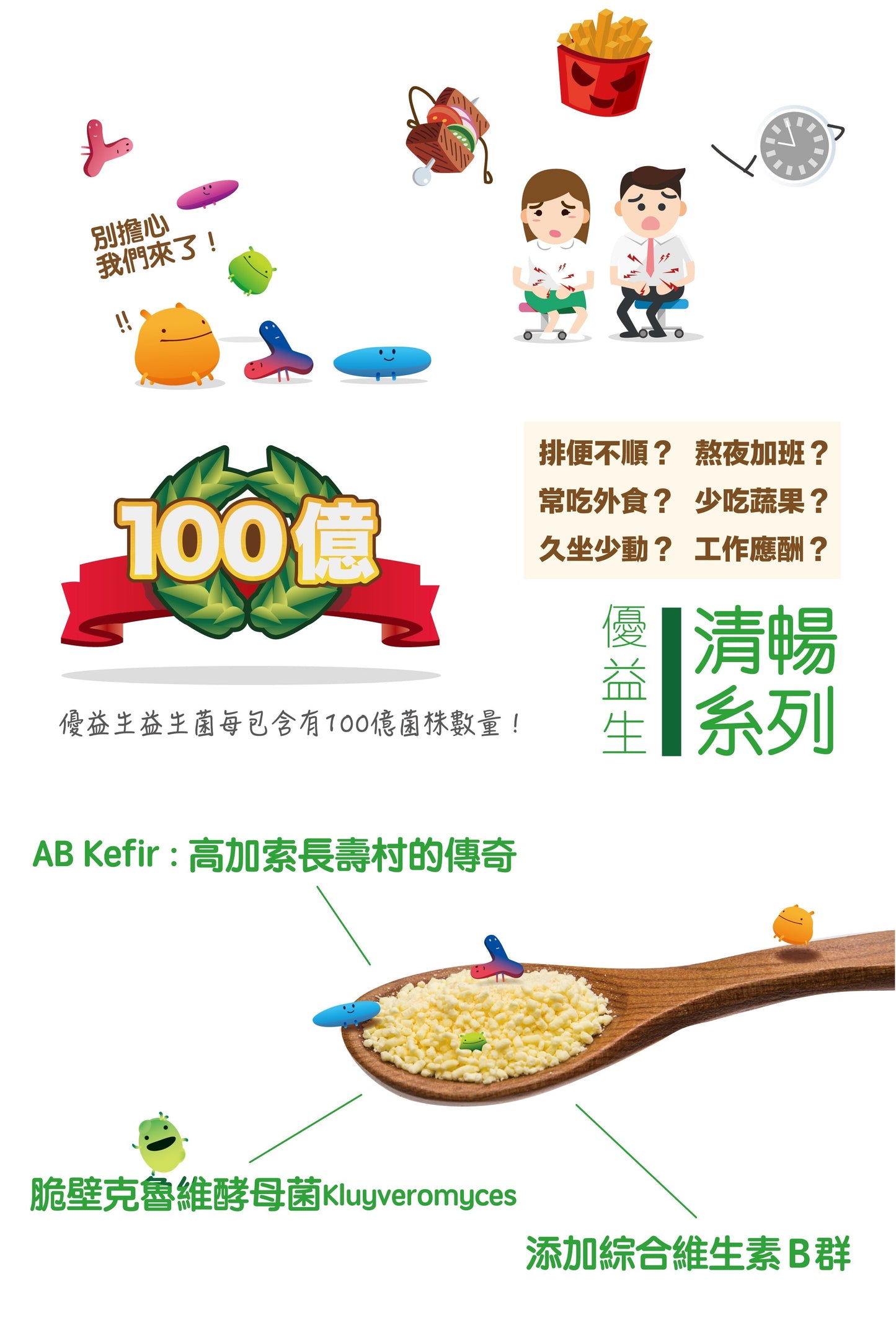【Urbios優益生】清暢系列:AB Kefir包埋專利益生菌 (10盒組,一盒30入,共300入)